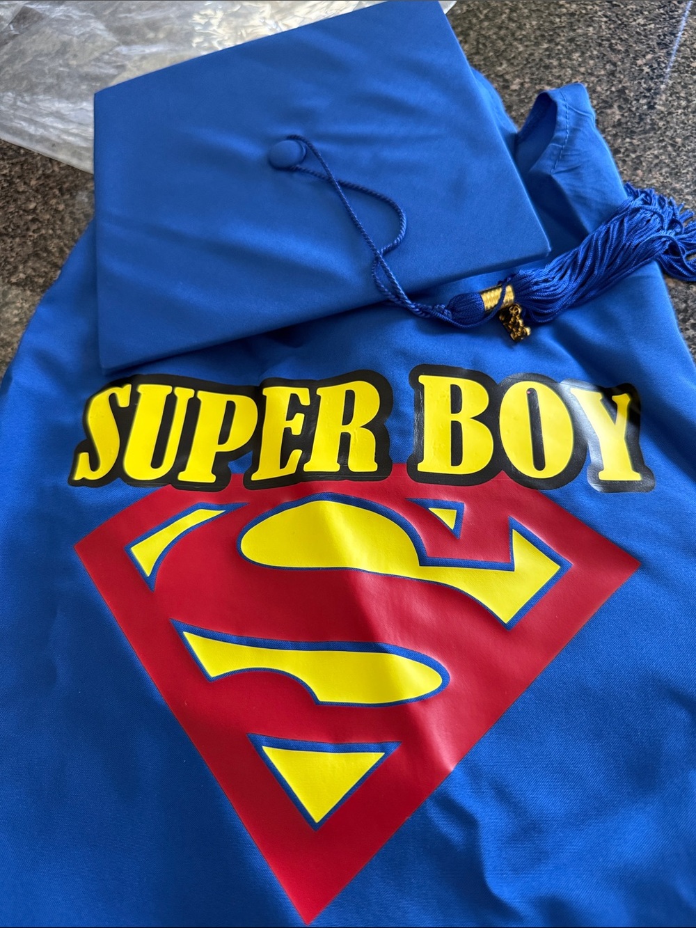 NWT Happy Graduate  Super Boy Blue Graduation Cap and Gown